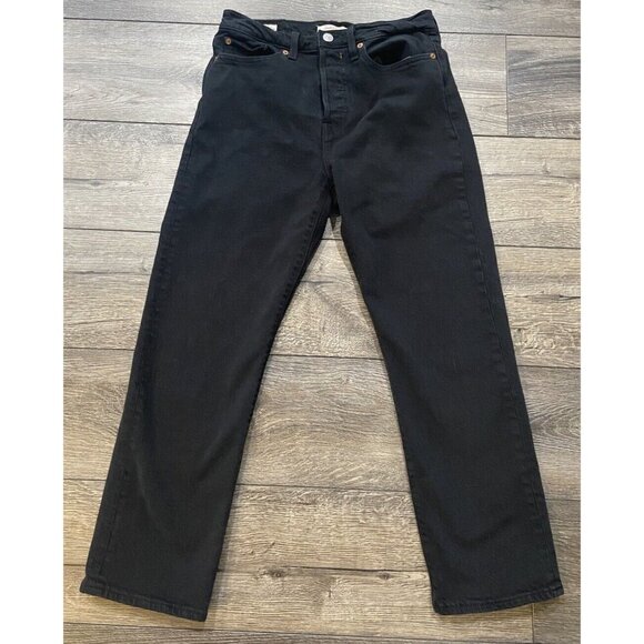 Levi's Premium Denim Wedgie Straight Jeans Button Fly Black Size 27 - Picture 1 of 3